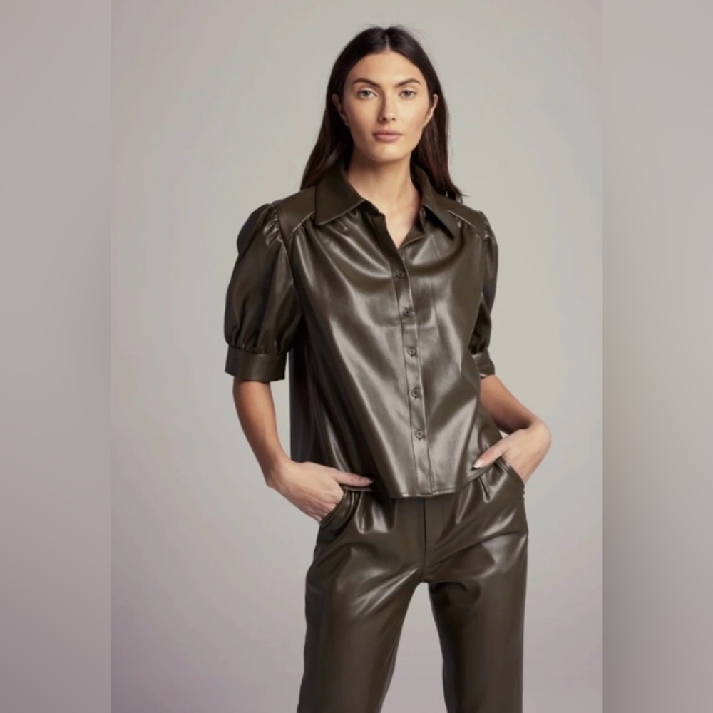 Sundays Gael Faux Leather Button down - size XS
